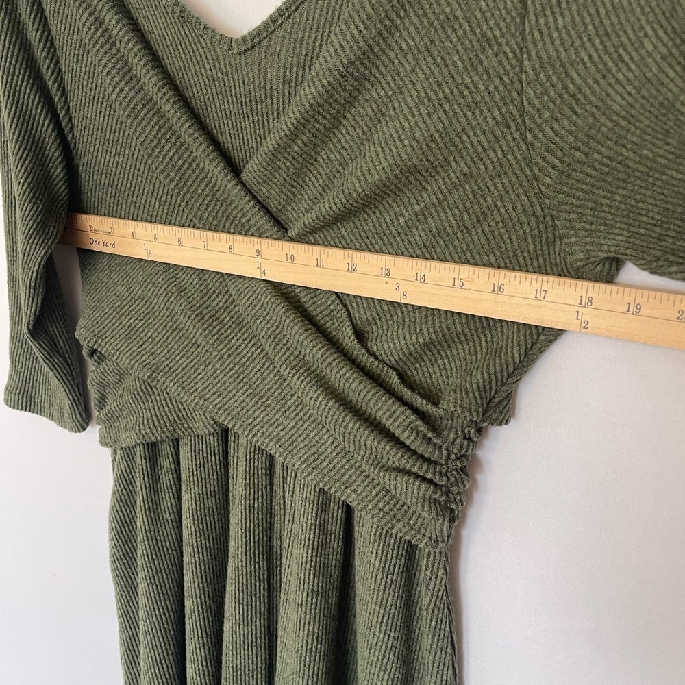 Green Ribbed‎ Knit Wrap Dress Boston Proper Large - Picture 6 of 9